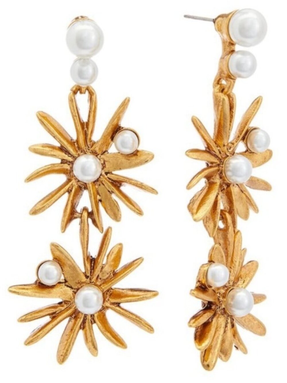 Oscar De La Renta Classic Pearly Starburst Drop Earrings